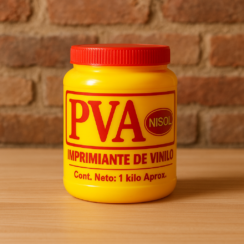 PVA NISOL de 1 kilo para sellar estuco, cemento o ladrillo antes de aplicar pintura para interior, exterior o madera, mejora adherencia y reduce consumo.