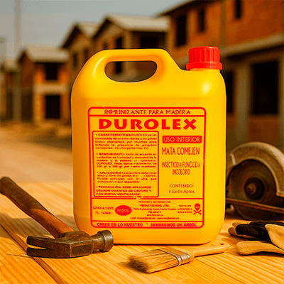 Galón de DUROLEX inmunizante para madera, ideal para interiores