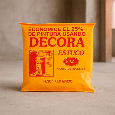 Bolsa de Decora Estuco Nisol de 1 kilo para alisar paredes y techos antes de pintar